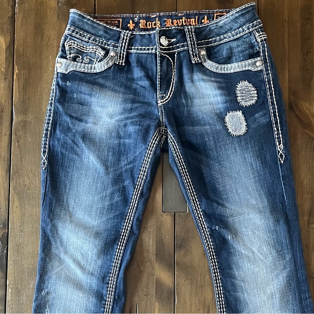 Rock Revival Alanis Boot Cut Woman’s Jeans Size 30 Denim Wash Embroidered - Picture 5 of 16
